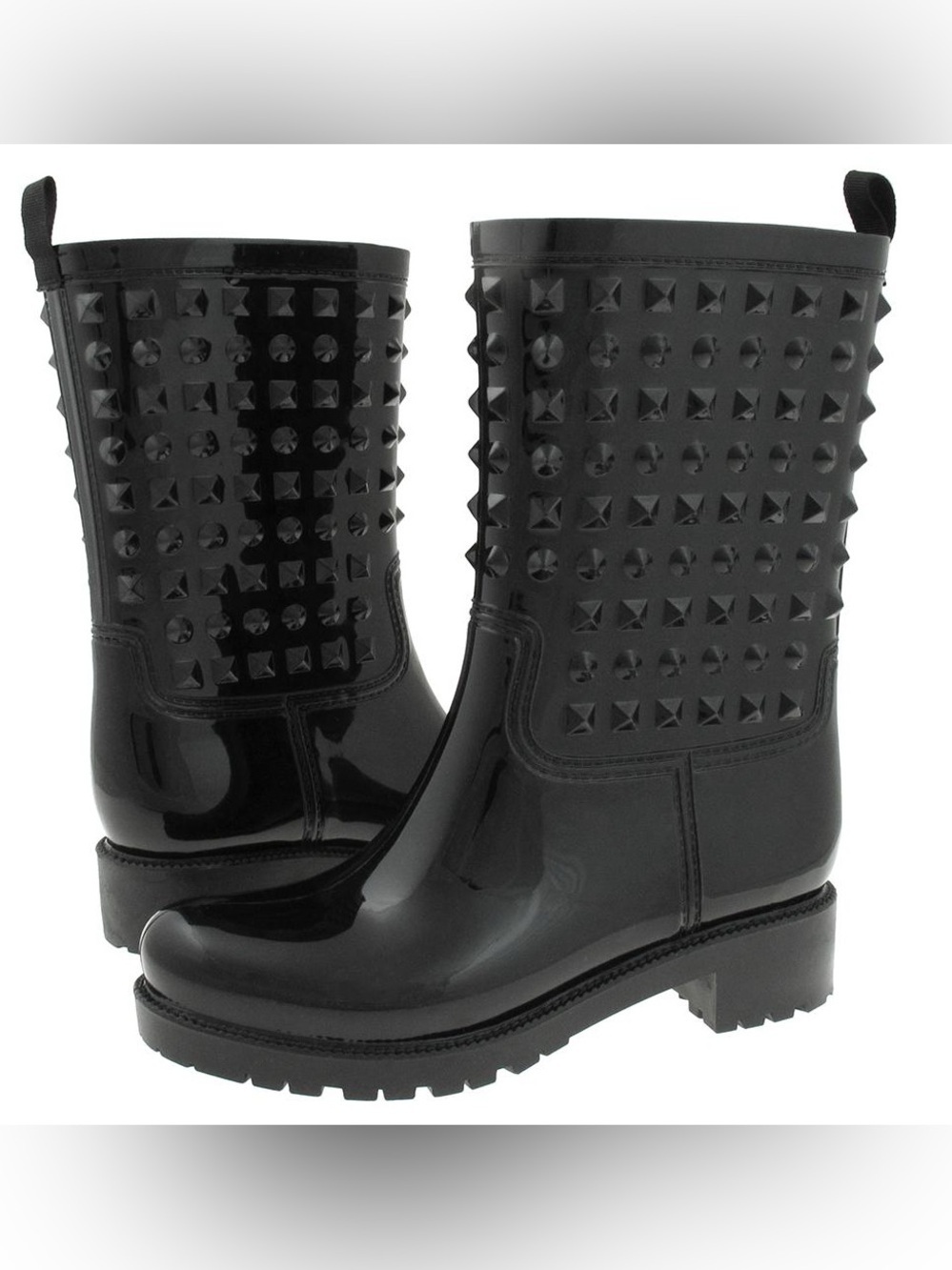 Capelli of New York Black Studded Mid-Calf Rain Boots. Like new.